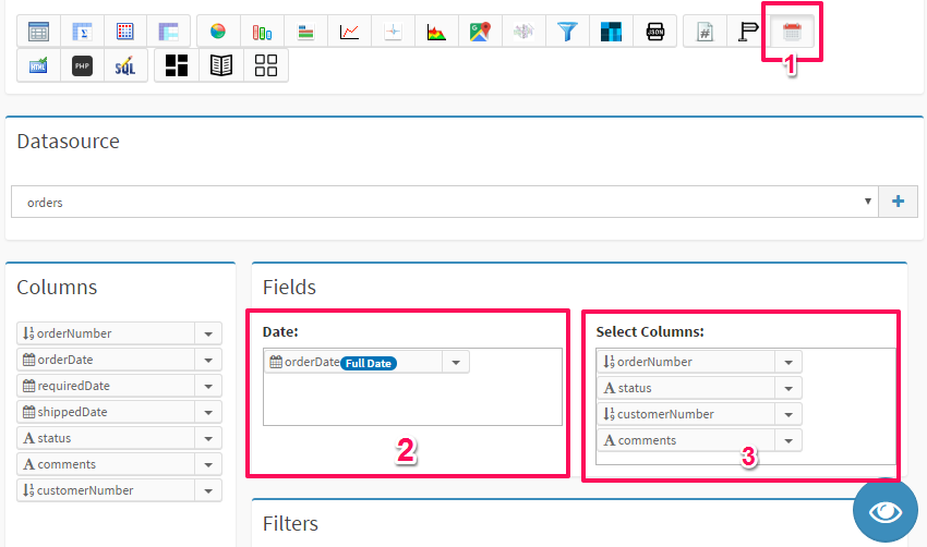 Calendar application in DbFace