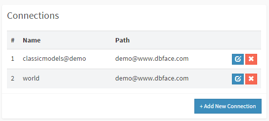 database connections in DbFace