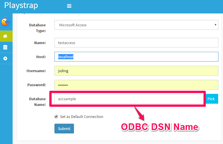 Connect to Access using ODBC driver in DbFace