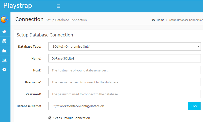 DbFace connect to SQLite3