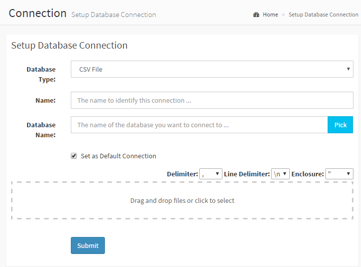 upload CSV file as DbFace datasource